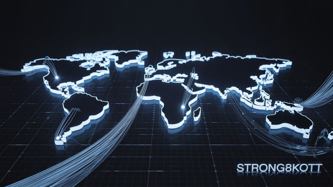Digital world map showing global rise of IPTV Internet Protocol streaming