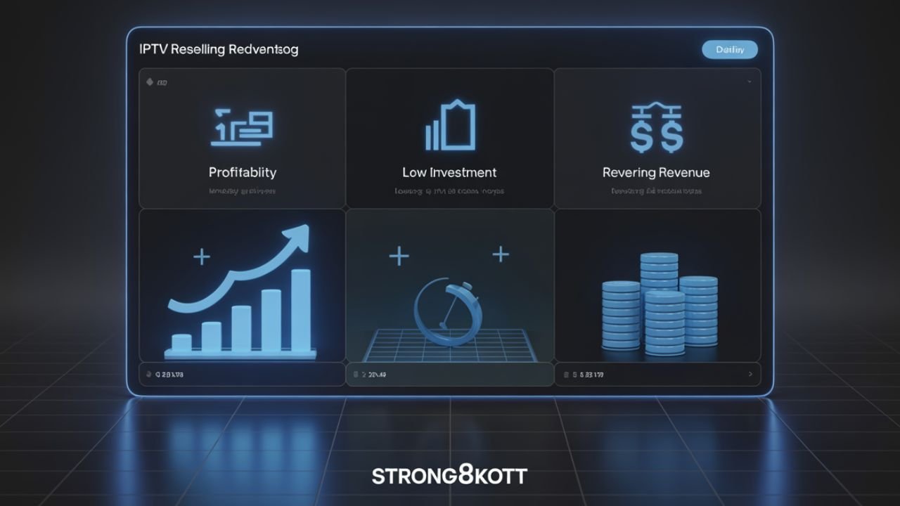 Graphic presenting key advantages of starting a reseller IPTV business in 2026.