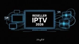 Featured banner showing reseller IPTV concept for 2026 with Strong8kOTT.