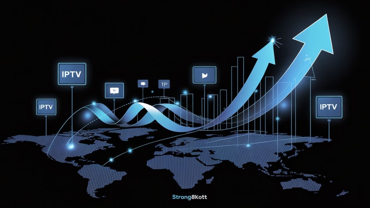 Illustration of IPTV market growth in 2026 supporting reseller IPTV opportunities.