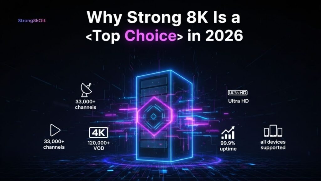 Strong 8K premium IPTV server performance concept