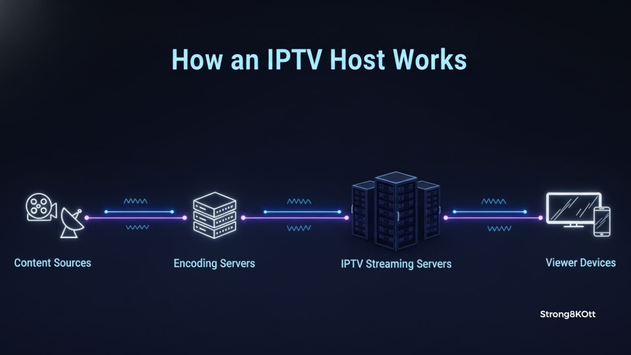 visual diagram explaining how IPTV streaming servers deliver content
