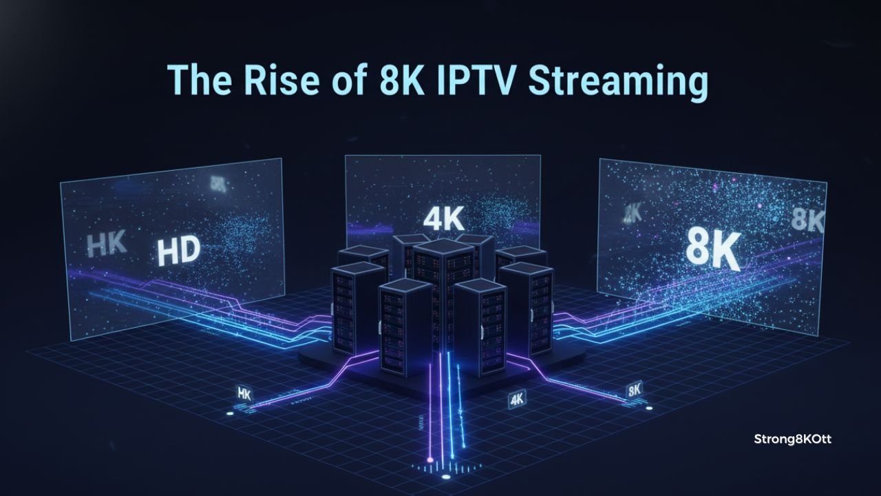 next generation 8K IPTV streaming server technology illustration